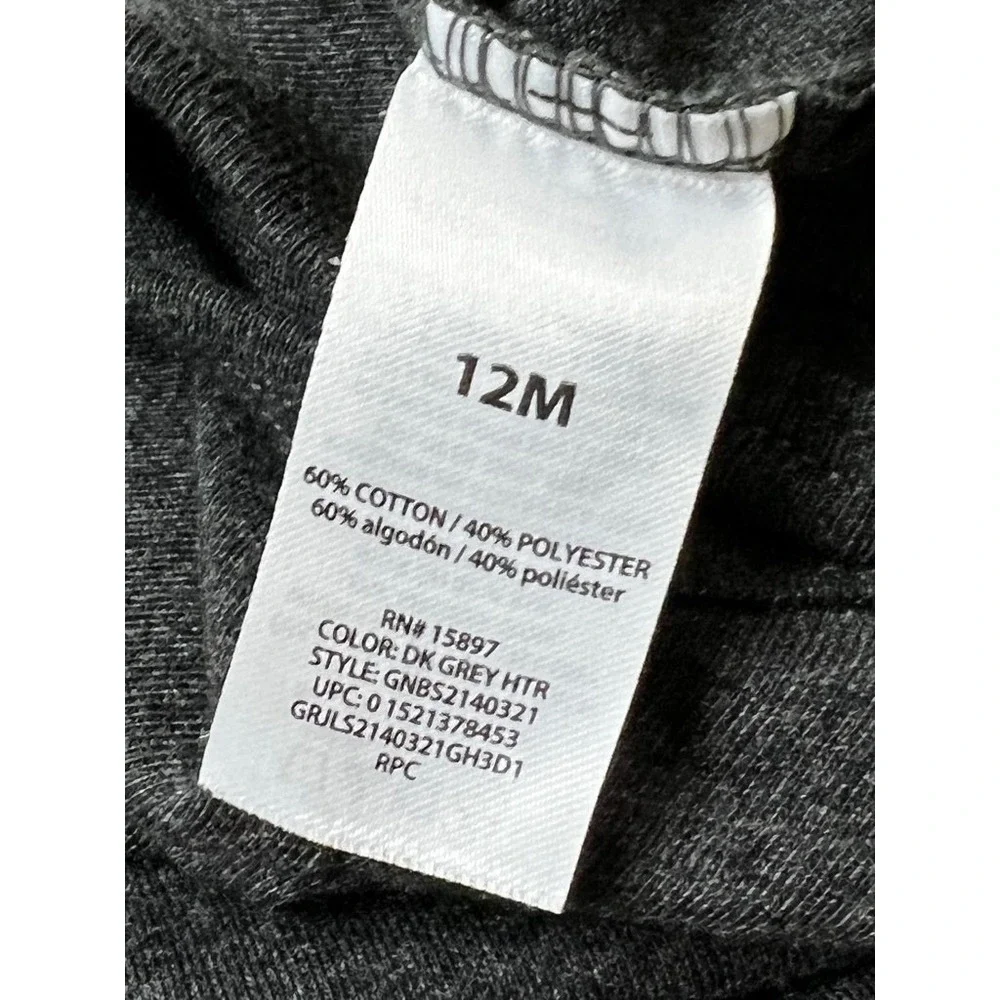 Garanimals 12 Months Baby Bodysuit Dark‎ Heather Grey Sleeveless Muscle Playful